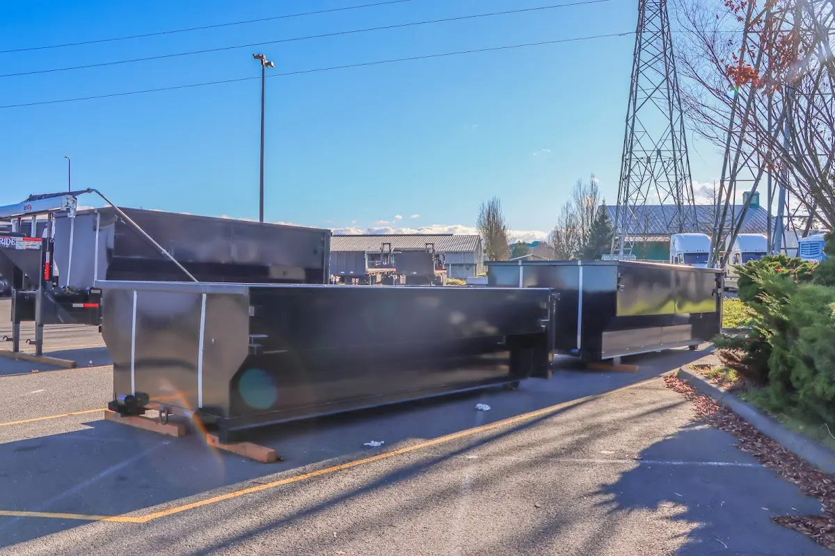 Roll-off dumpster ready for waste disposal at job site for Construction Dumpster Rental in Granite City